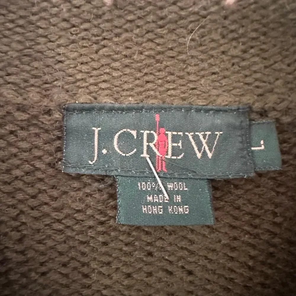 J Crew Vintage Red Oarsman Green Wool Roll Mock Neck Sweater Large Men Hong Kong